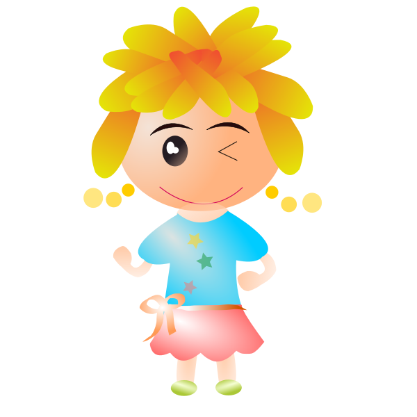 Vector graphics of girl with short blond hair