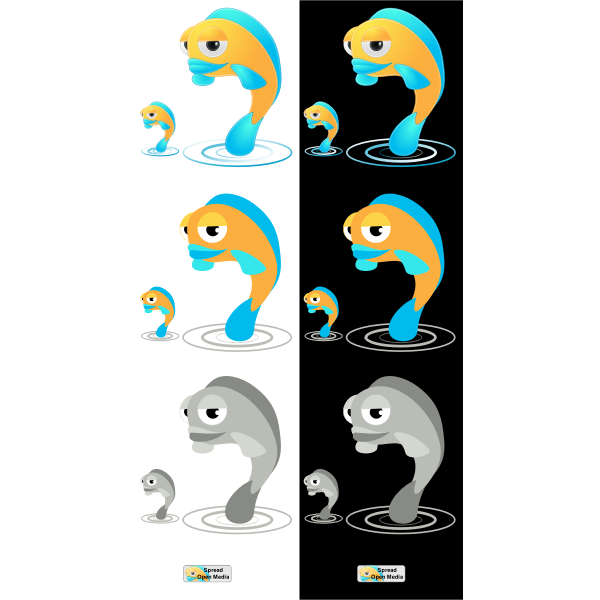 Cartoon fish characters vector clip art