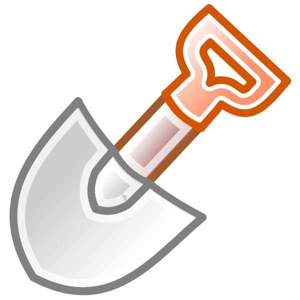 Vector clip art of shovel with red handle