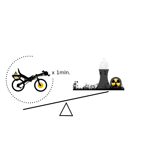 1 million electric bikes vs nuclear power plant vector illustration