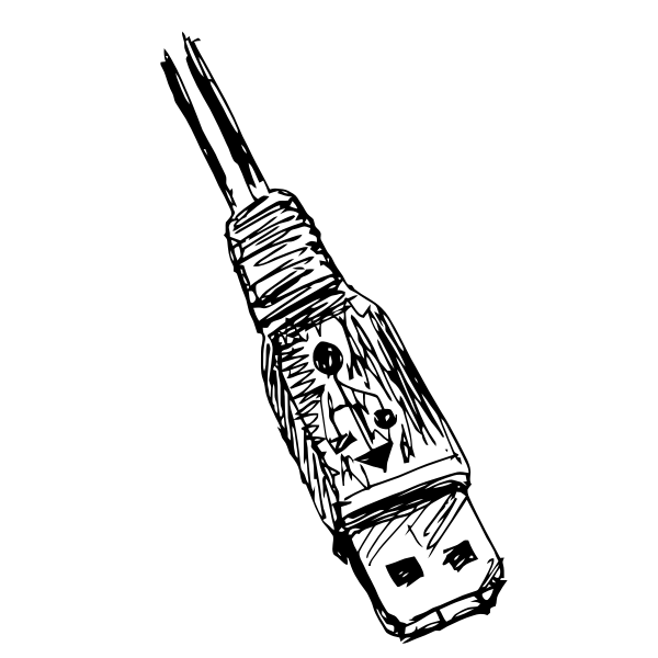 Vector clip art of hand and pencil drawn USB connector