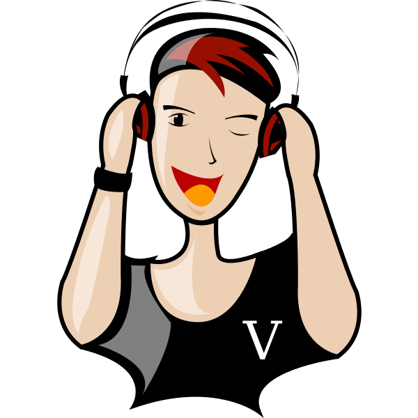 DJ lady vector illustration