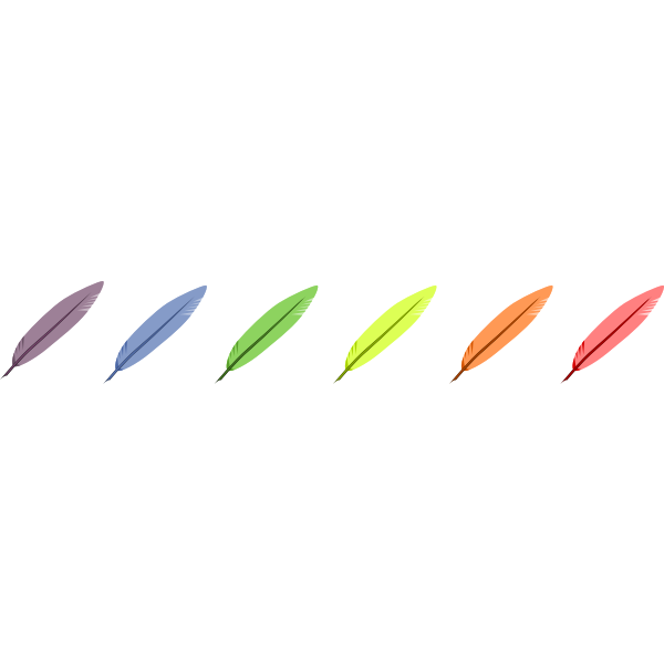 Vector drawing of six colors feather selection