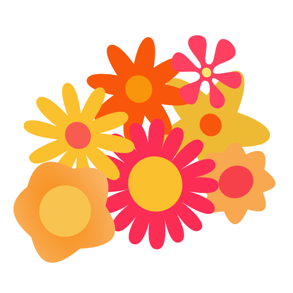 Vector illustration of different flowers cluster