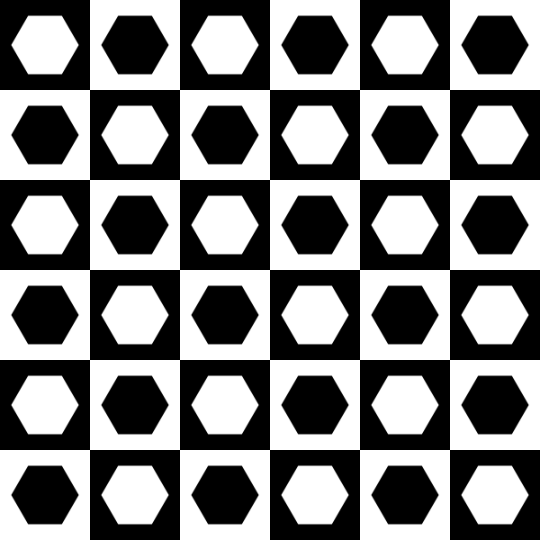 Hexagons in chessboard