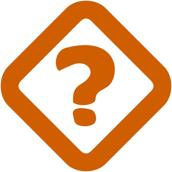 Vector image of orange question mark sign in a rotated square