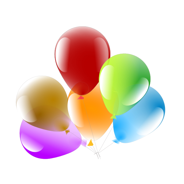 Vector illustration of six decorated party balloons