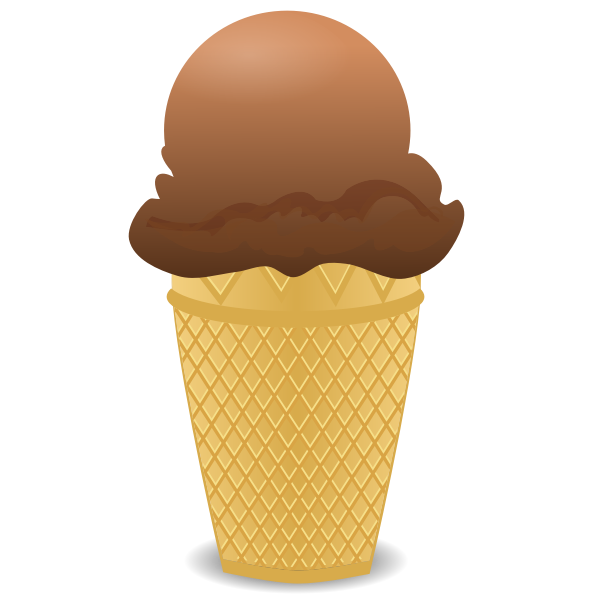 Vector image of chocolate ice cream in a half-cone