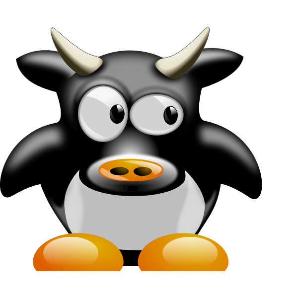 Vector clip art of tux with horns