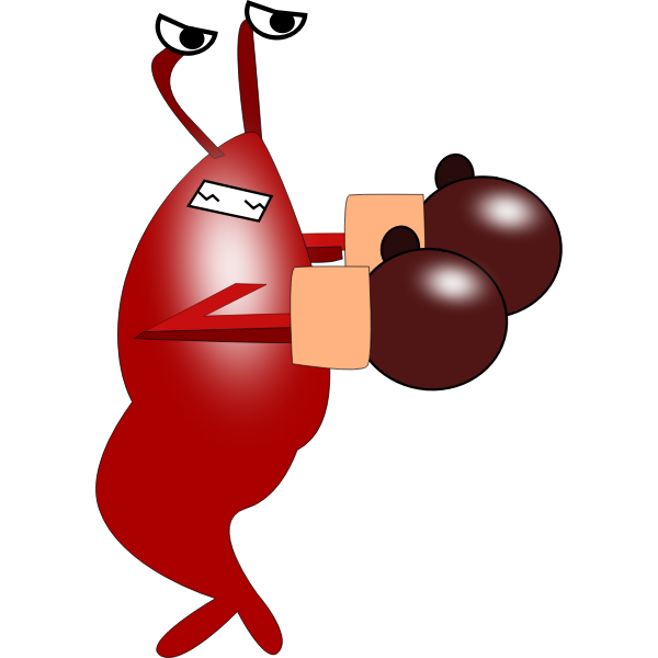 Shrimp with boxing gloves vector drawing