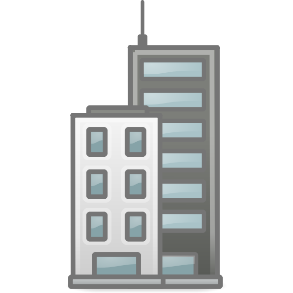 Vector clip art of blue reflective glass tower block