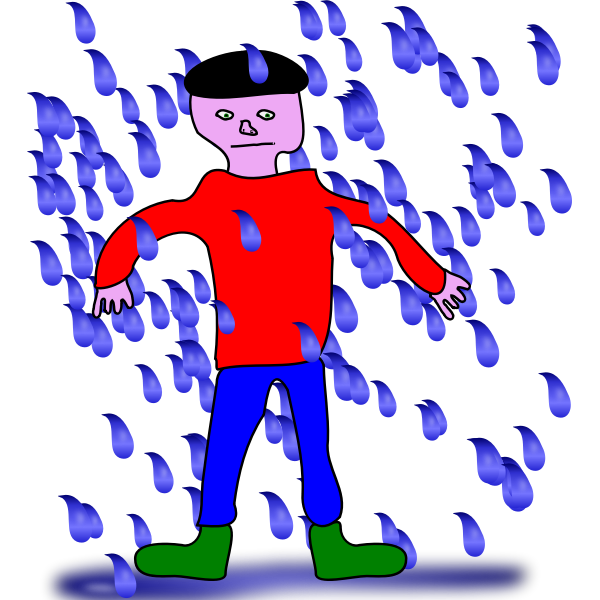 man standing in rain