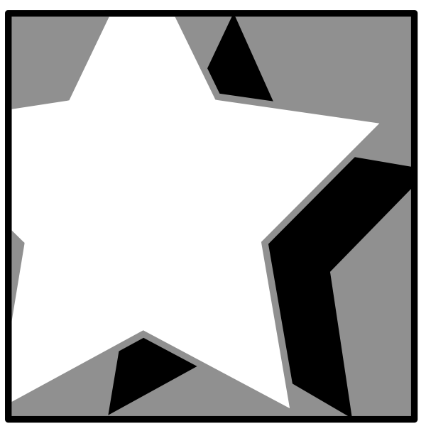 Vector illustration of white star with black shadow