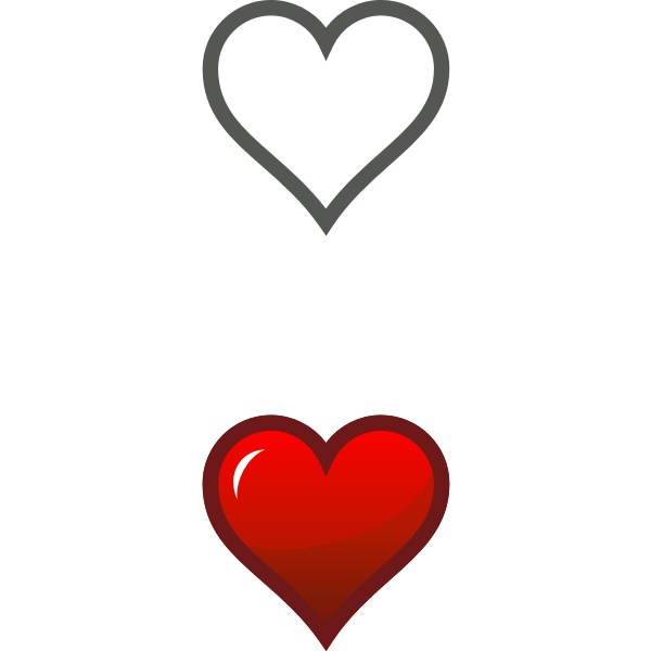 Vector drawing of two heart icons with reflection