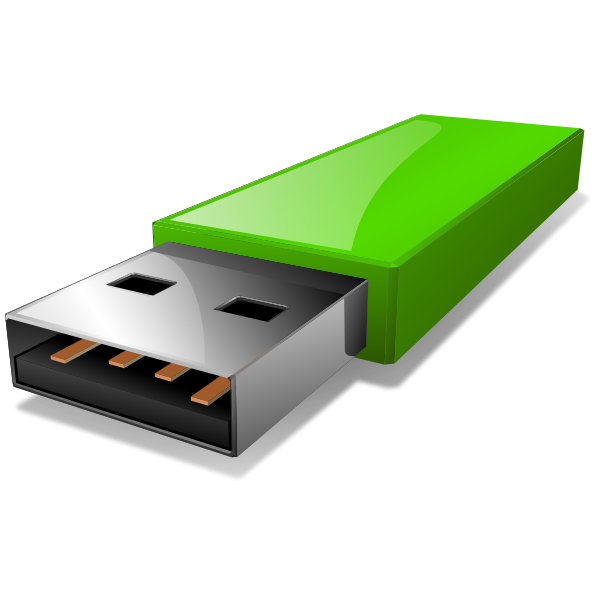 Vector clip art of portable green USB flash drive