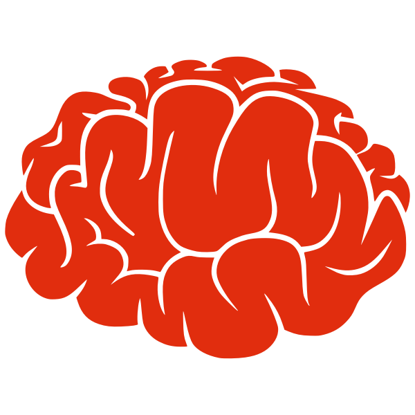 Red silhouette of a brain vector image