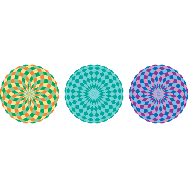 Three colorful pattern circles vector illustration