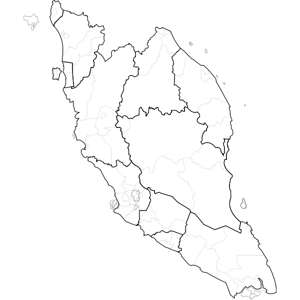 Blank map of peninsular Malaysia