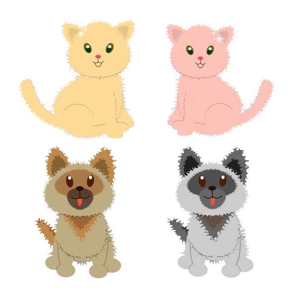 Vector image of puppies and kitties