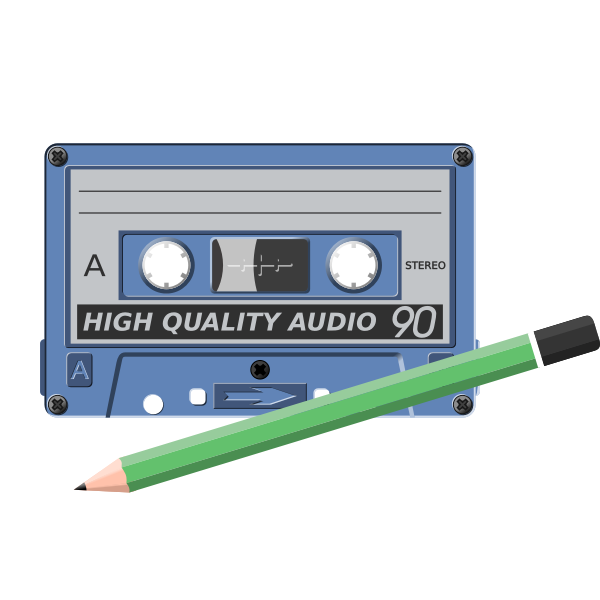 Retro audio cassette and pencil