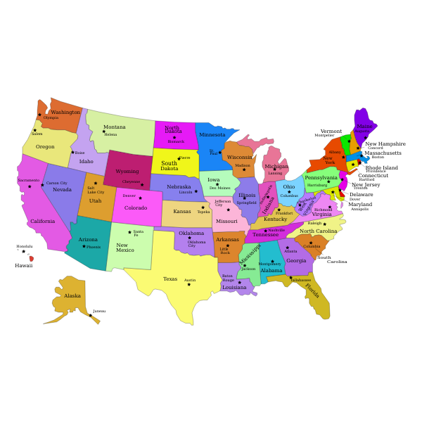 United States Map With Capitals