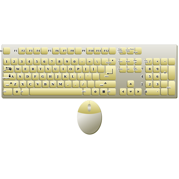 Golden keyboard and mouse vector image