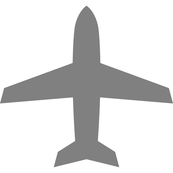 Airplane silhouette in grey color