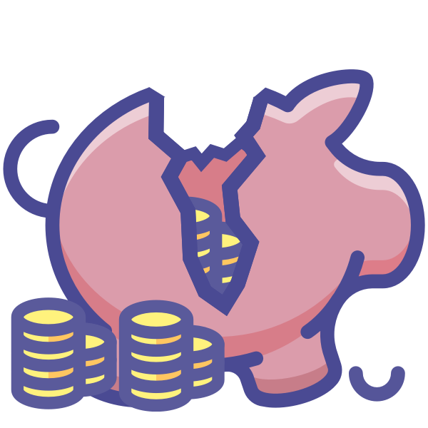 Broken piggy bank