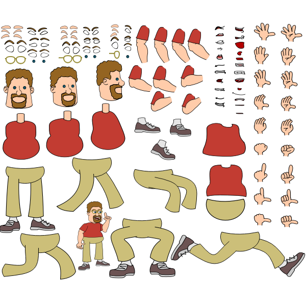 Cartoon man body parts