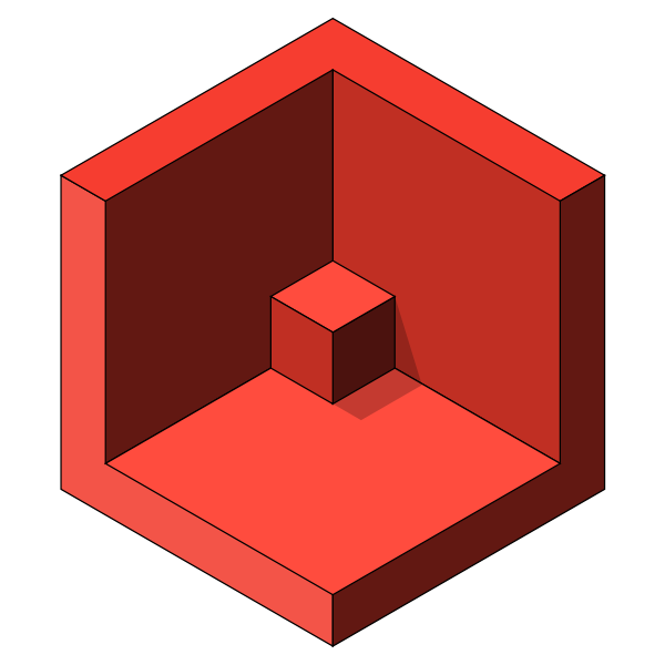 Cube inside a room isometric