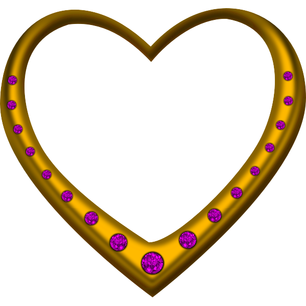 Gold heart studded with amethysts