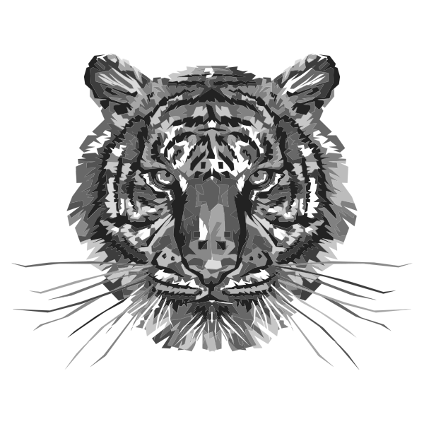Geometric Tiger Head Grayscale