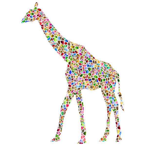 Chromatic Tiled Giraffe Silhouette