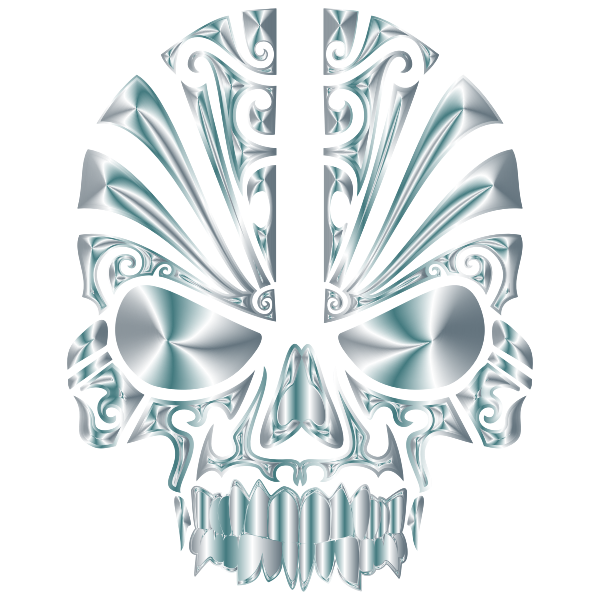 Tribal Skull Silhouette 2 Silver