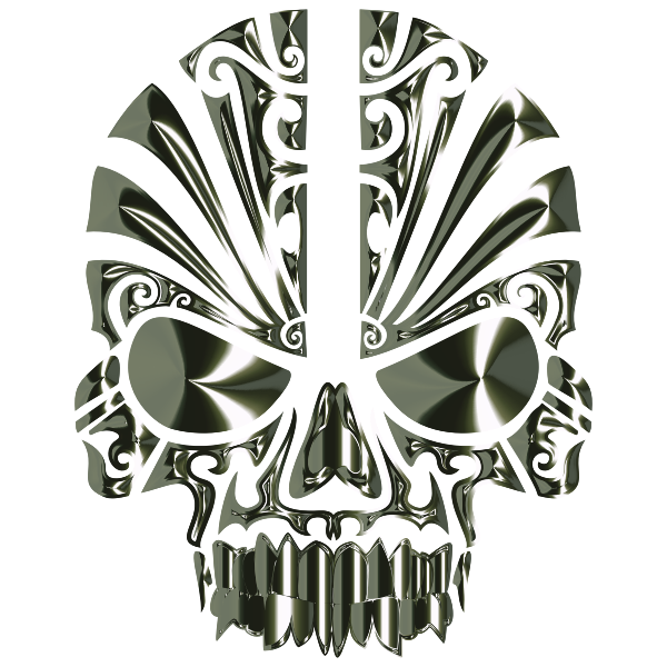 Tribal Skull Silhouette 2 Obsidian No BG