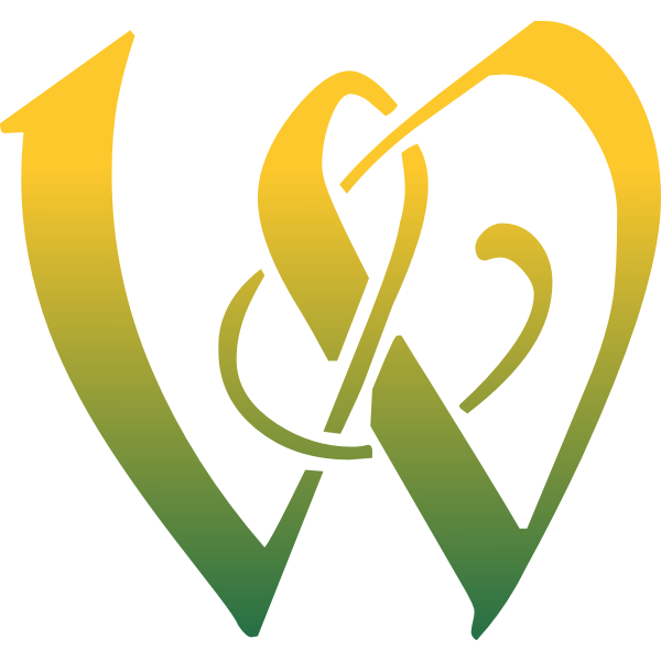 W letter in green and yellow