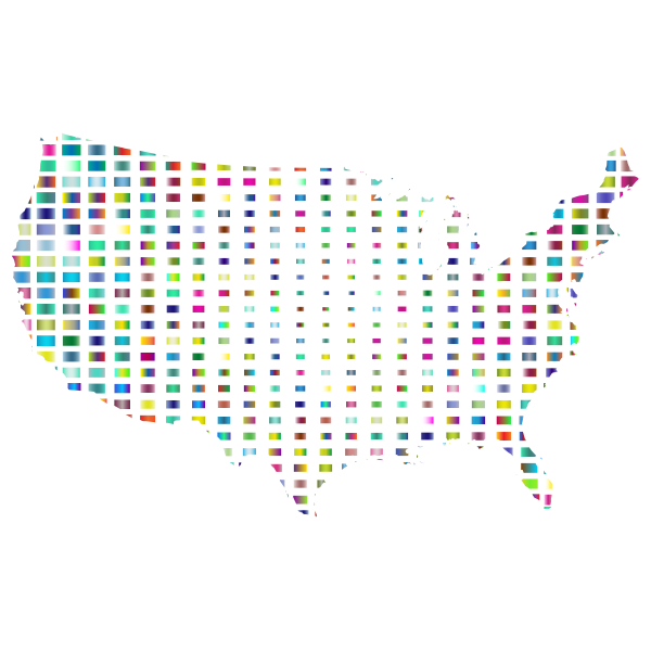 United States Map Grid Design Prismatic 3