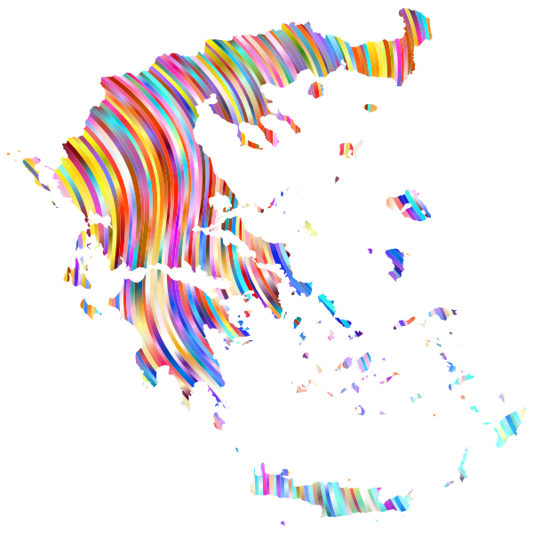 Greece Outline Map Striped Pattern