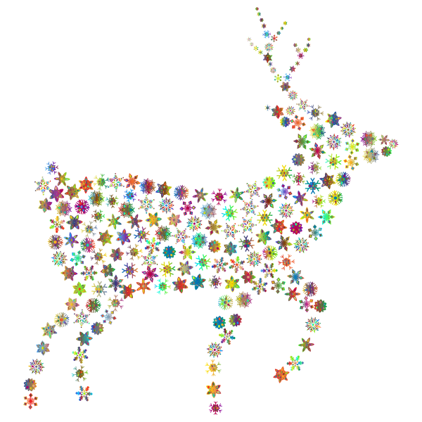 Deer Silhouette Snowflakes Polyprismatic No BG