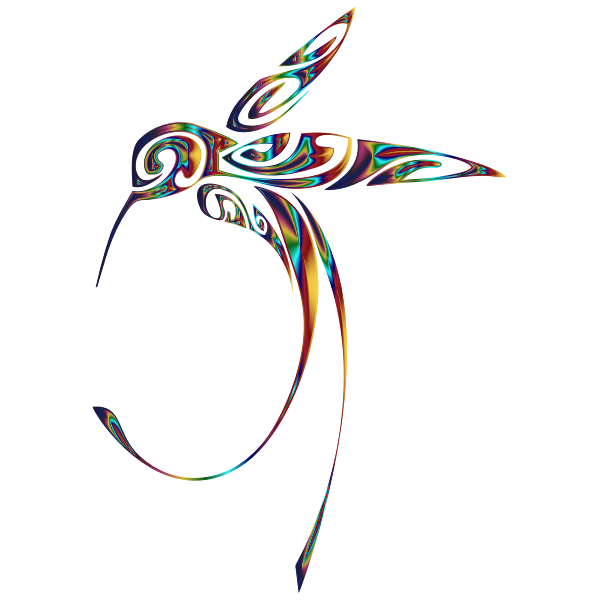 Ornamental Hummingbird Line Art Psychedelic