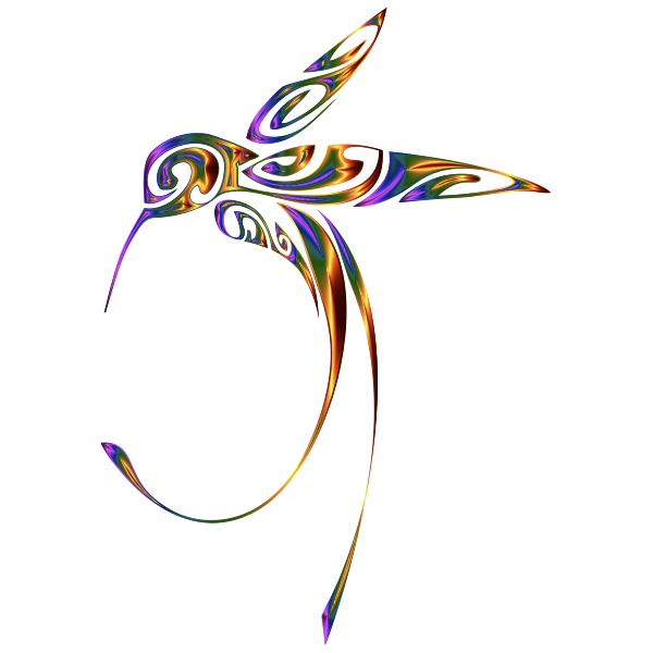 Ornamental Hummingbird Line Art Chromatic