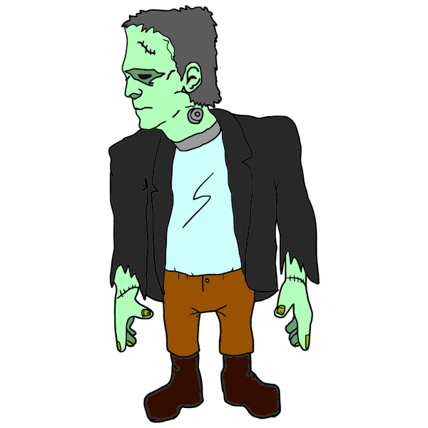 Green zombie in suit