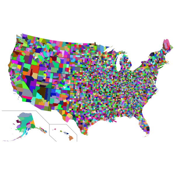 United States With County Borders Prismatic