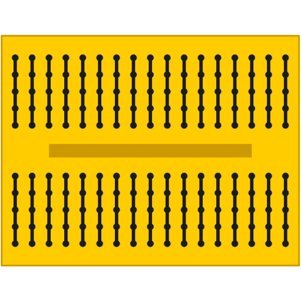 yellow breadboard with internal connections