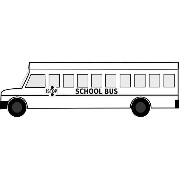 Big School Bus Black and White Free Clipart Icon