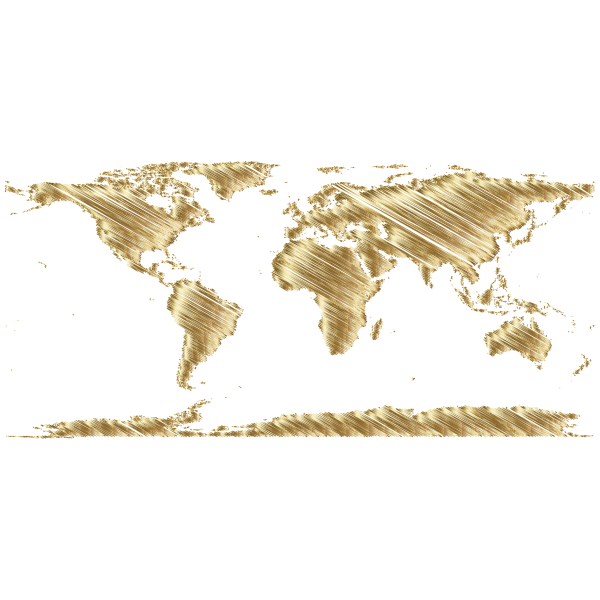 World Map Sketch Gold