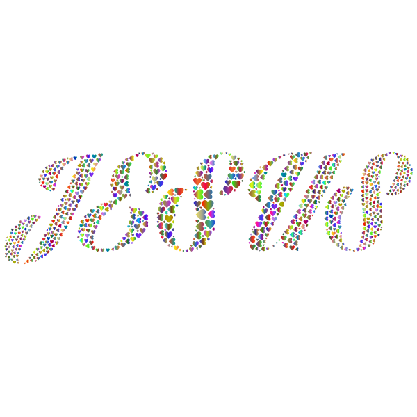 Jesus Hearts Typography Polyprismatic