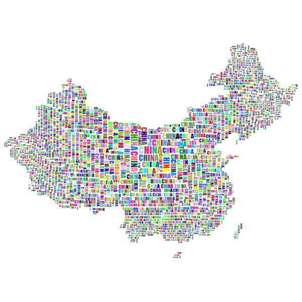 China Map Typography Prismatic