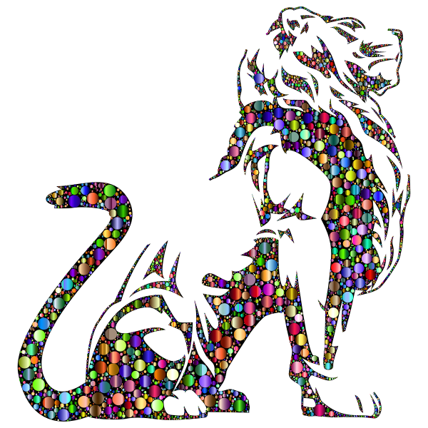 Stylistic Lion Silhouette Circles Chromatic