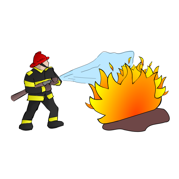 Firefighter with flames